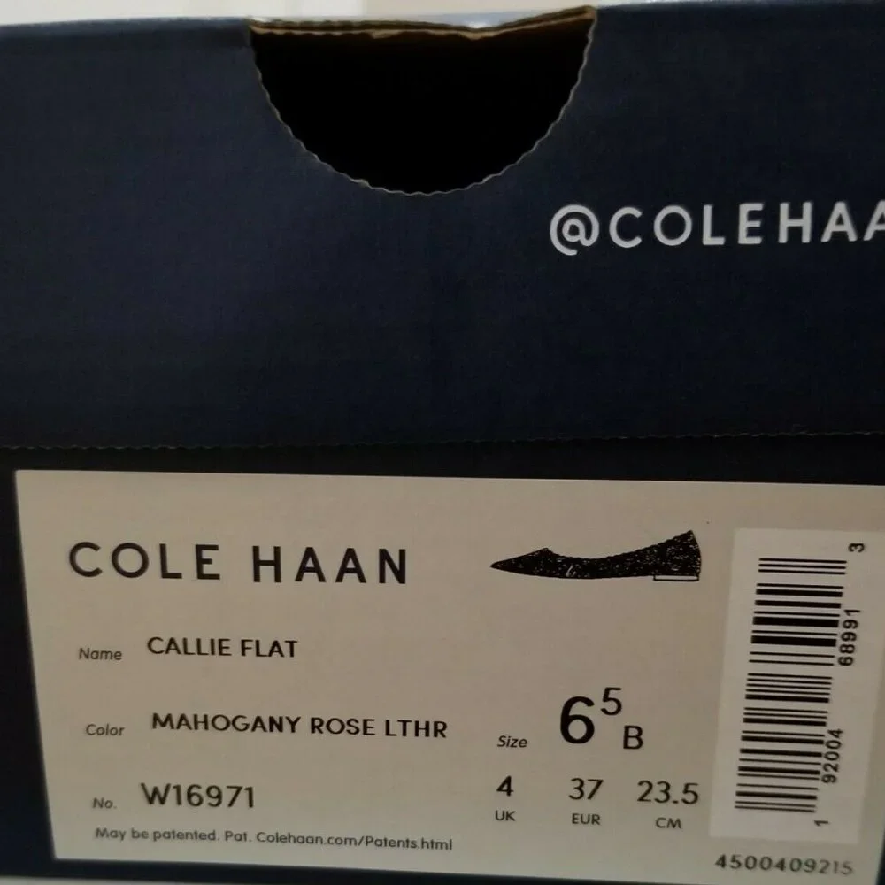 NIB Cole Haan Callie Laser-Cut Leather Flats in Mahogany Rose Size 6.5,8.5,9,9.5